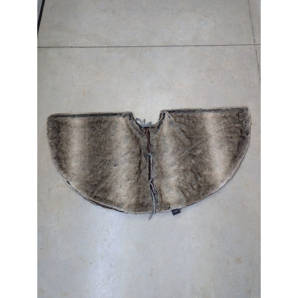Tahari Coyote Faux Fur Shawl or Tree Skirt - Luxurious Polar Plush 52" Christmas
